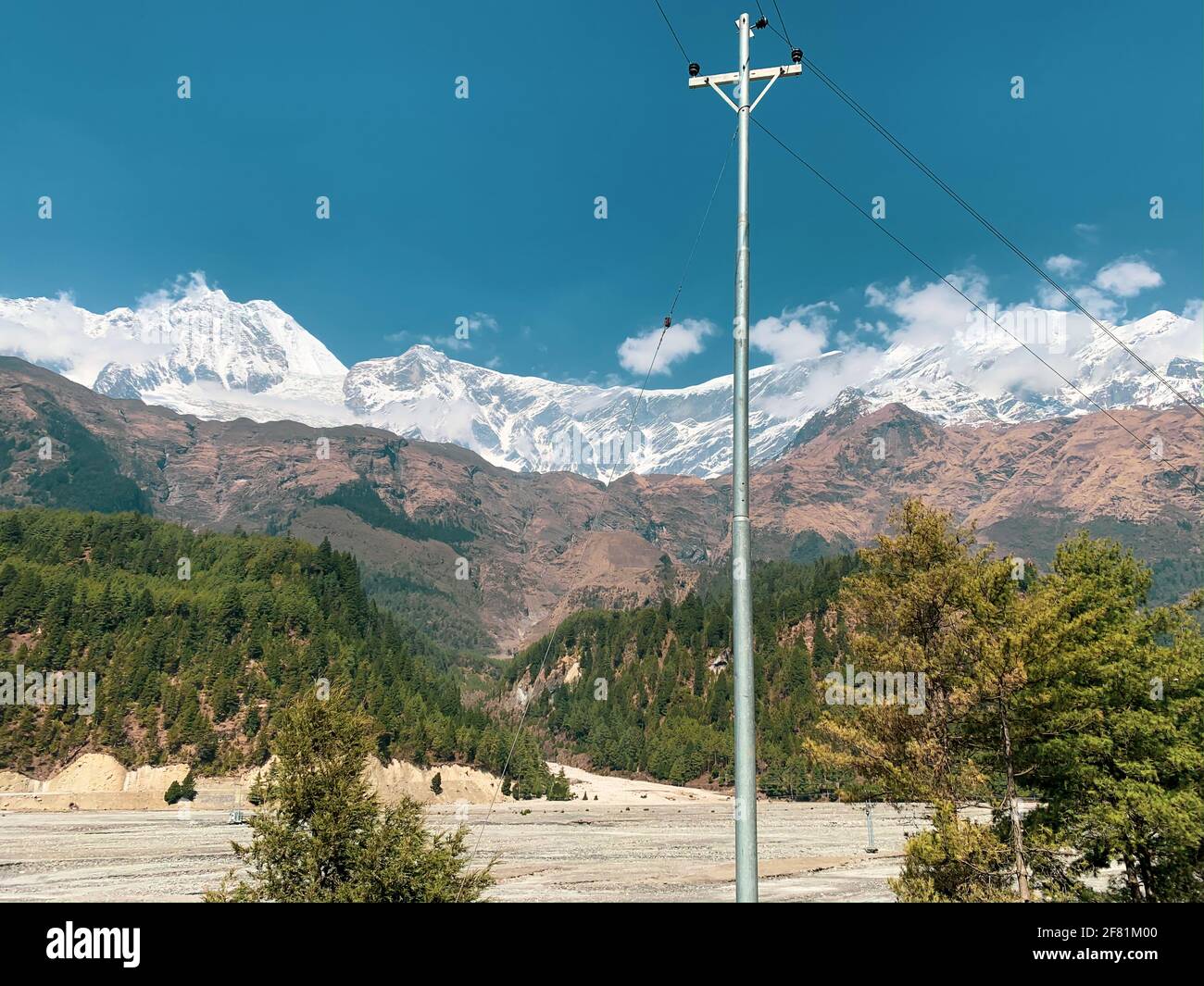 Beautiful Himalayas or mountain ranges at Nepal. Stock Photo