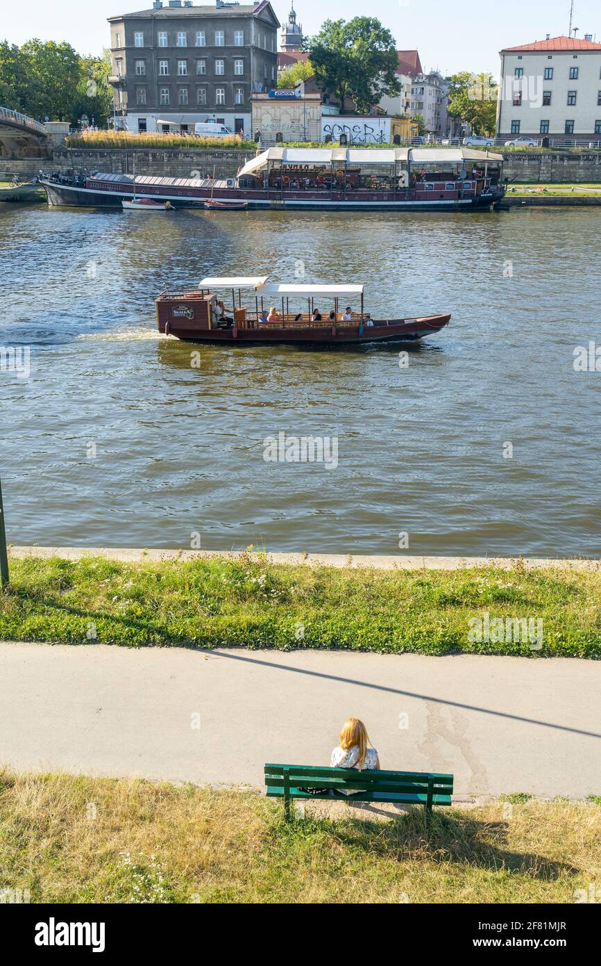 Krakow Poland August 2020. Vistula River, Krakow, Lesser Poland Poland Stock Photo