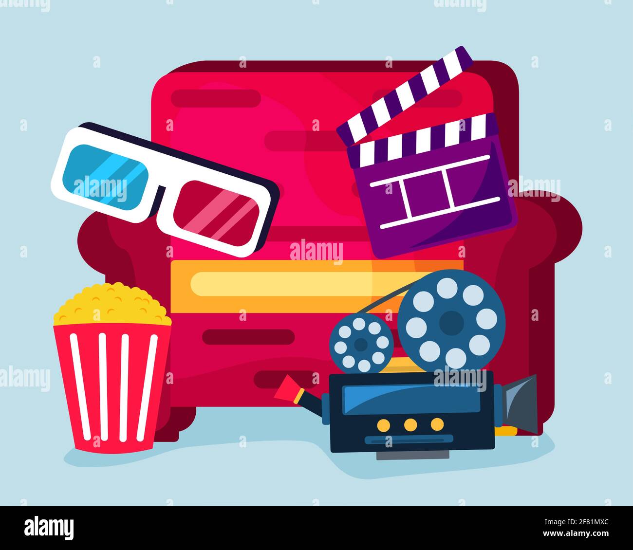 home theater concept vector illustration in flat style Stock Vector ...