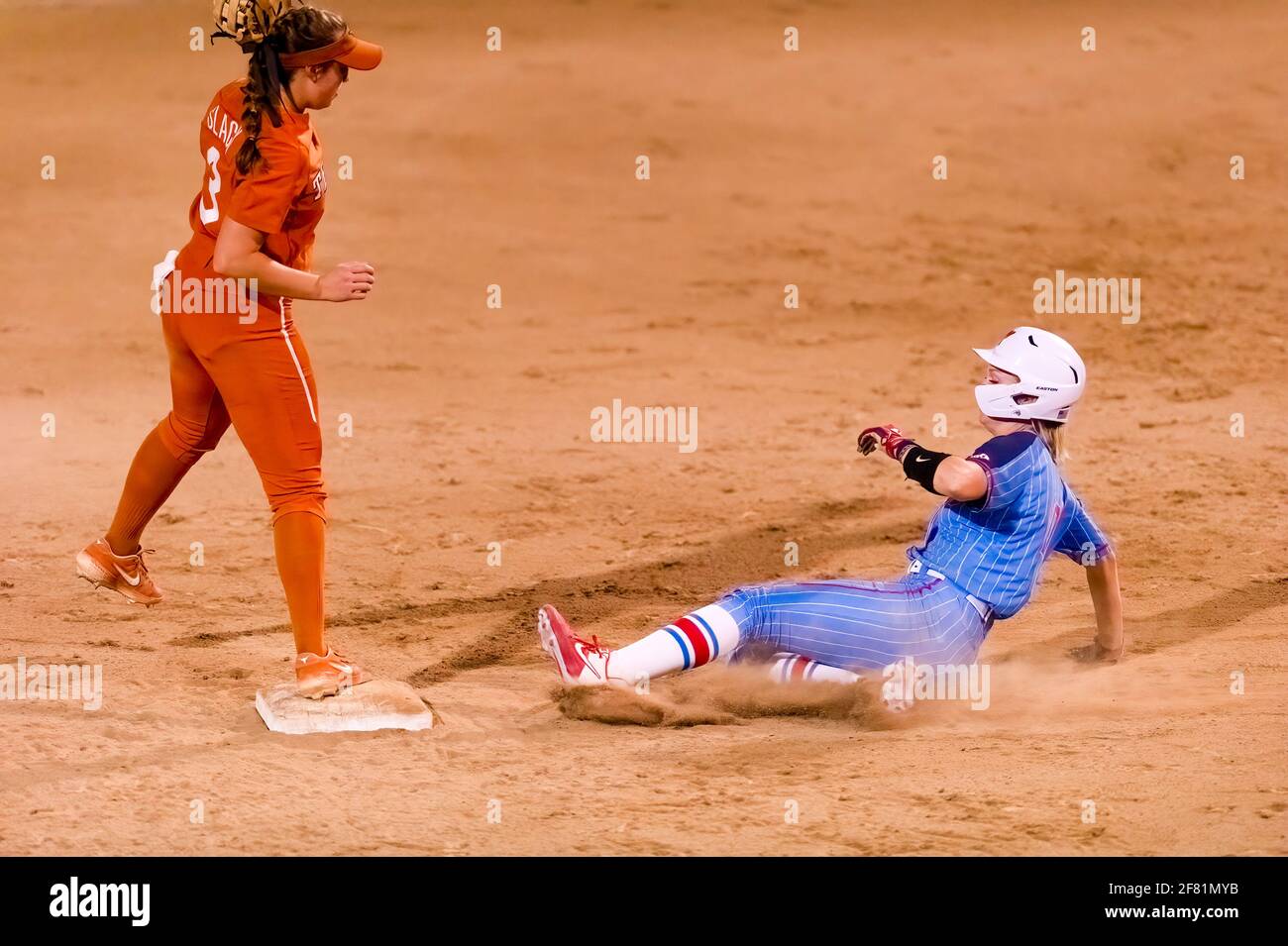 An Ole Miss Player Is Attempting to Steal Second Base In The Annual PV