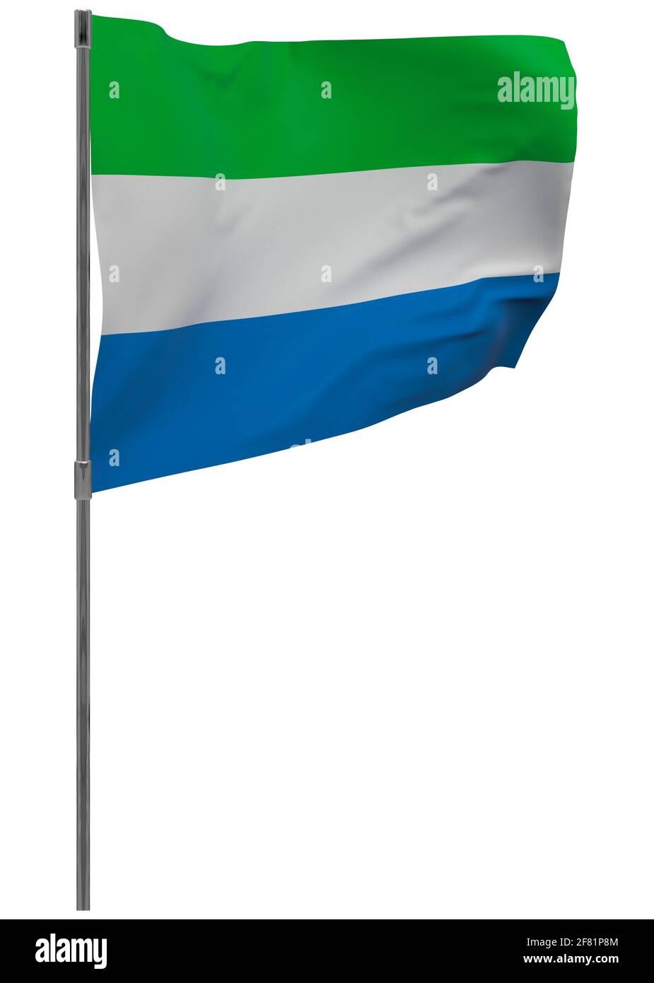 Sierra leone flag on pole Waving banner isolated. National flag of ...