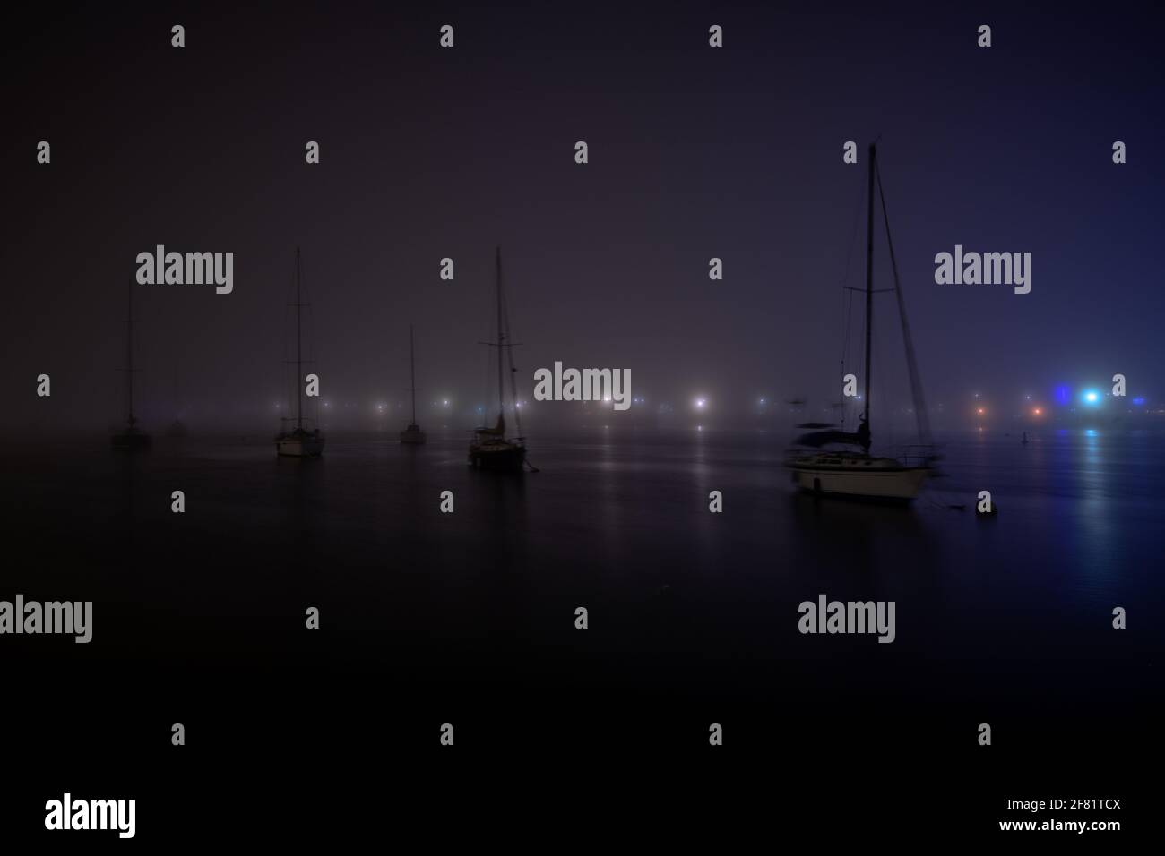 Foggy night in Sheepshead Bay Brooklyn NY USA Stock Photo Alamy