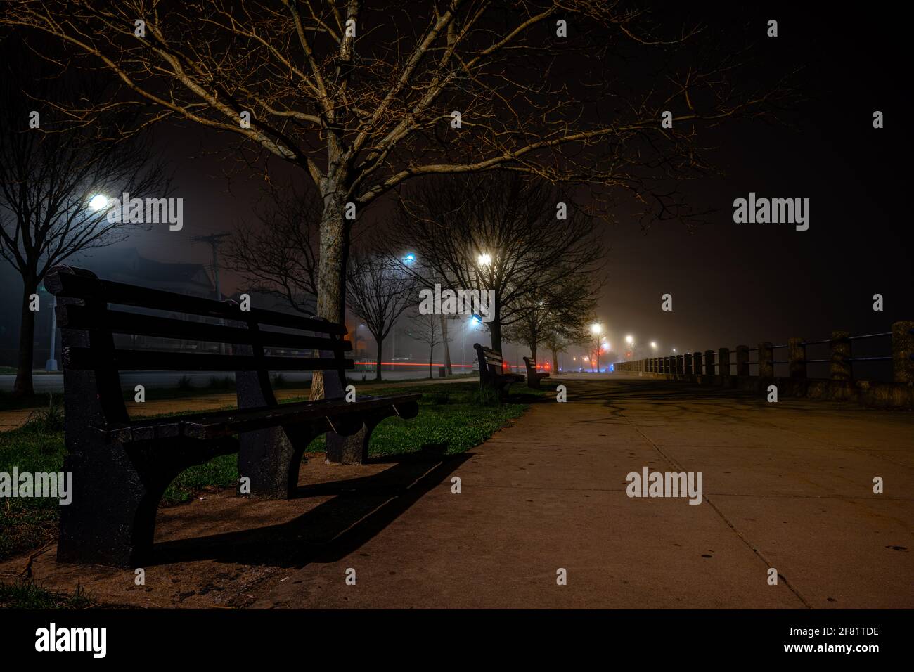 Foggy night in Sheepshead Bay Brooklyn NY USA Stock Photo Alamy