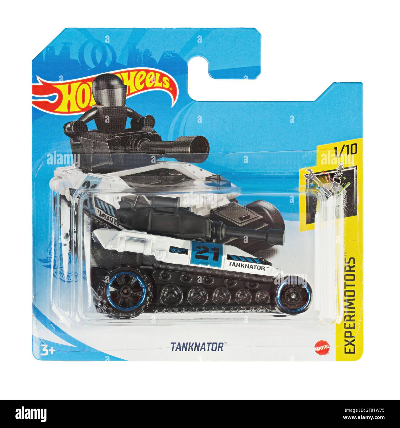 Ukraine, Kyiv - April 05. 2021: Hot wheels toy car  Tanknator close up picture. Wheels is a scale die-cast toy cars by American toy maker Mattel in 19 Stock Photo