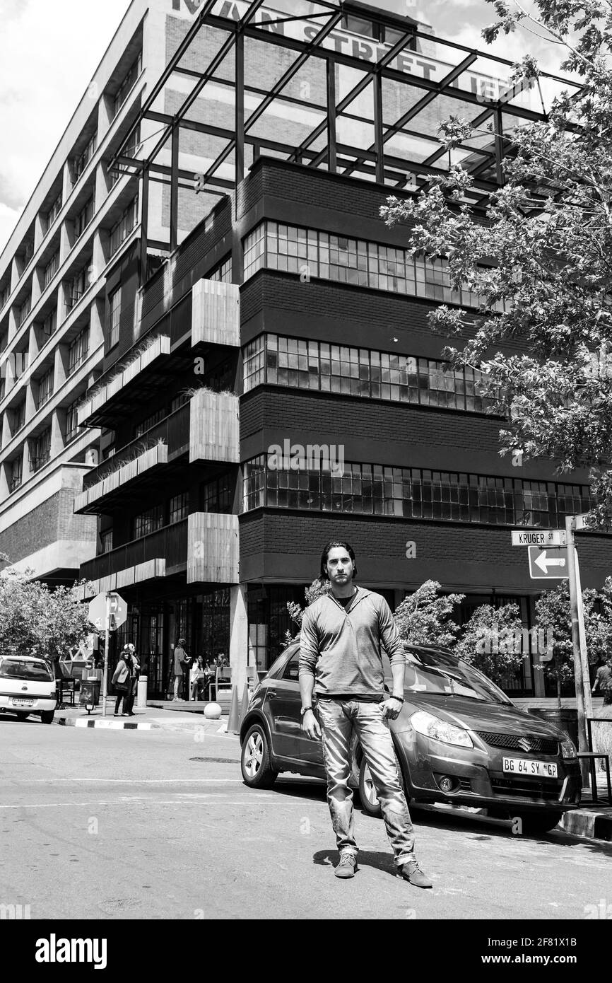 JOHANNESBURG, SOUTH AFRICA - Mar 13, 2021: Johannesburg, South Africa - October 26, 2012: Real Estate Mogul, Jonathan Liebman walking in streets of Ma Stock Photo