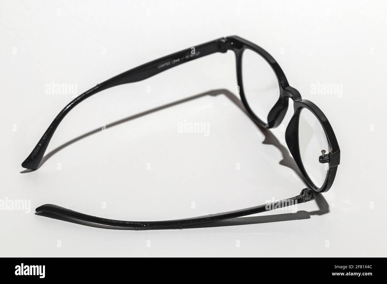 The glasses are damaged, the parts are separated. Stock Photo