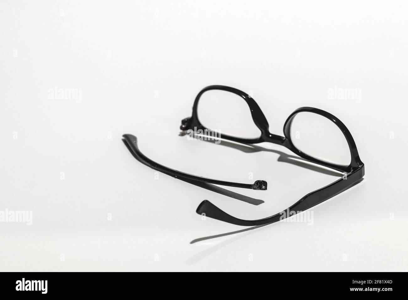 The glasses are damaged, the parts are separated. Stock Photo