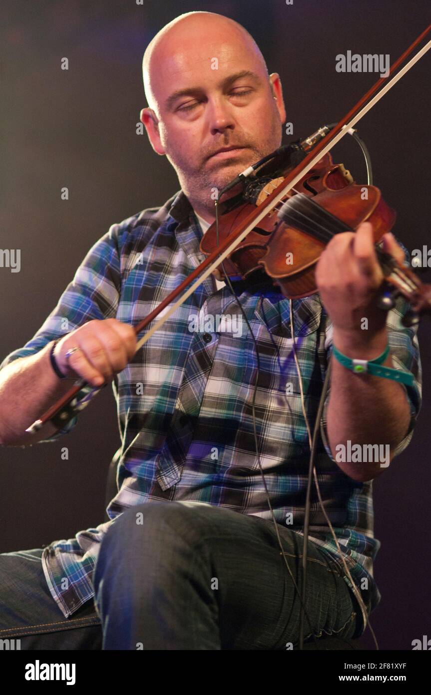 Aidan O'Rourke of Lau performing at the Womad  festival, UK, July 30, 2011. Stock Photo