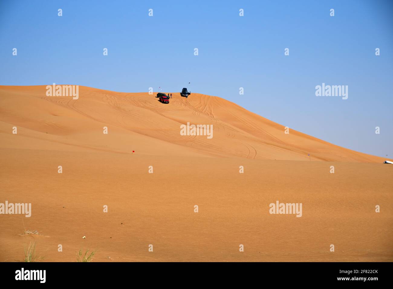 Dubai, United Arab Emirates – April 9, 2021, Mitsubishi Pajero, early morning off-roading and dune bashing around Al Madam Desert with UAE Off roaders Stock Photo