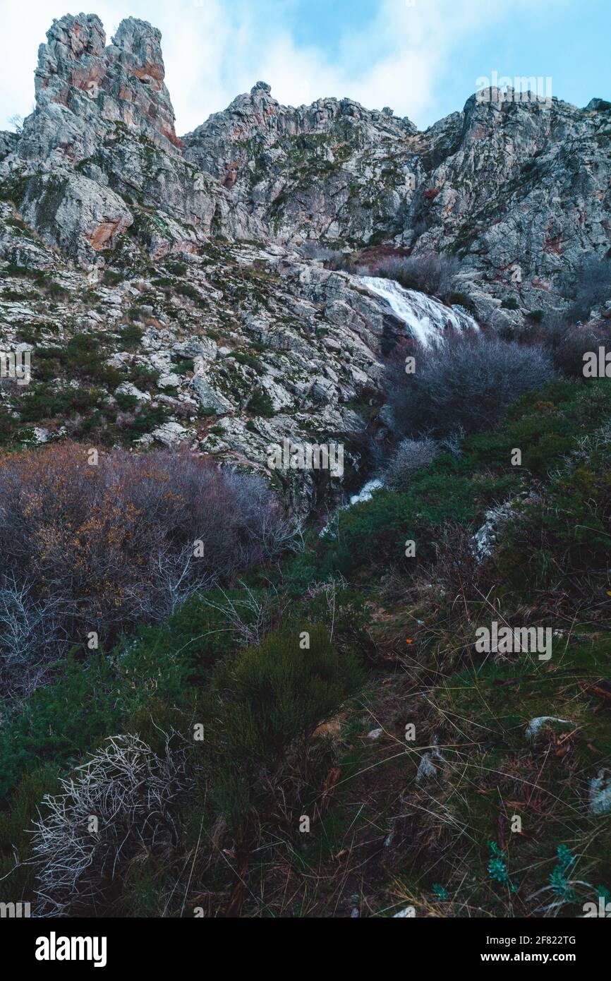 Beautiful shot of a waterfall in a mountainous area Stock Photo - Alamy