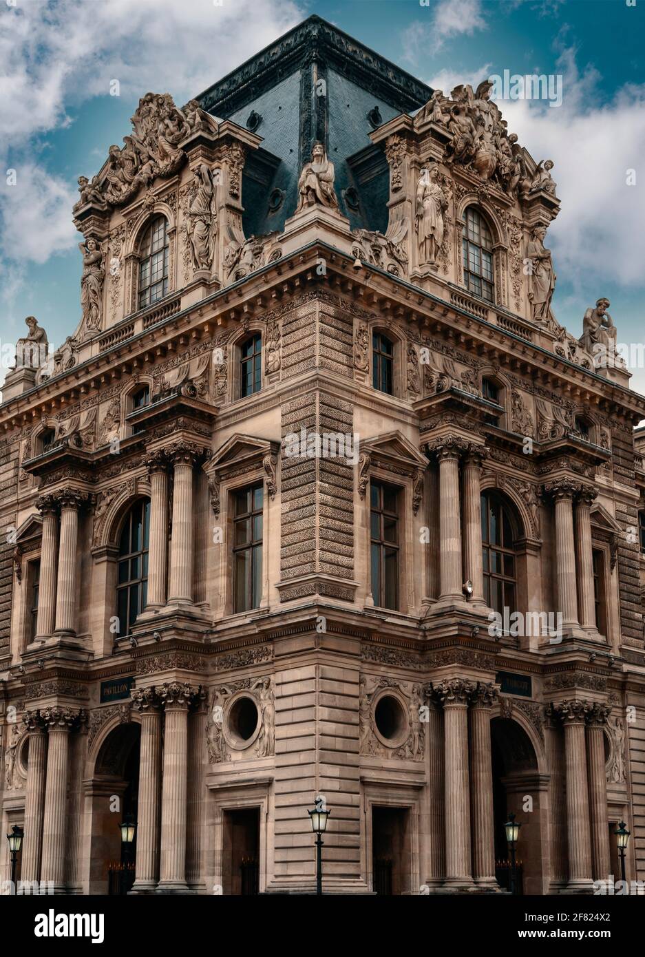 Louvre Museum ornate building detail. Musée du Louvre, Paris, France, Europe Stock Photo