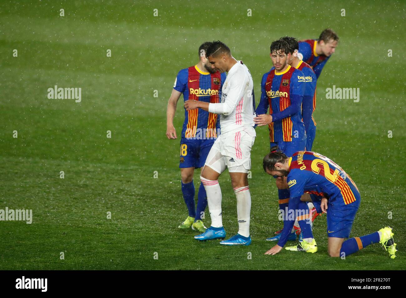 Red card Carlos Henrique Casemiro of Real Madrid during the Spanish  championship La Liga football match between Real Madrid and FC Barcelona on  April 10, 2021 at Alfredo Di Stefano stadium in