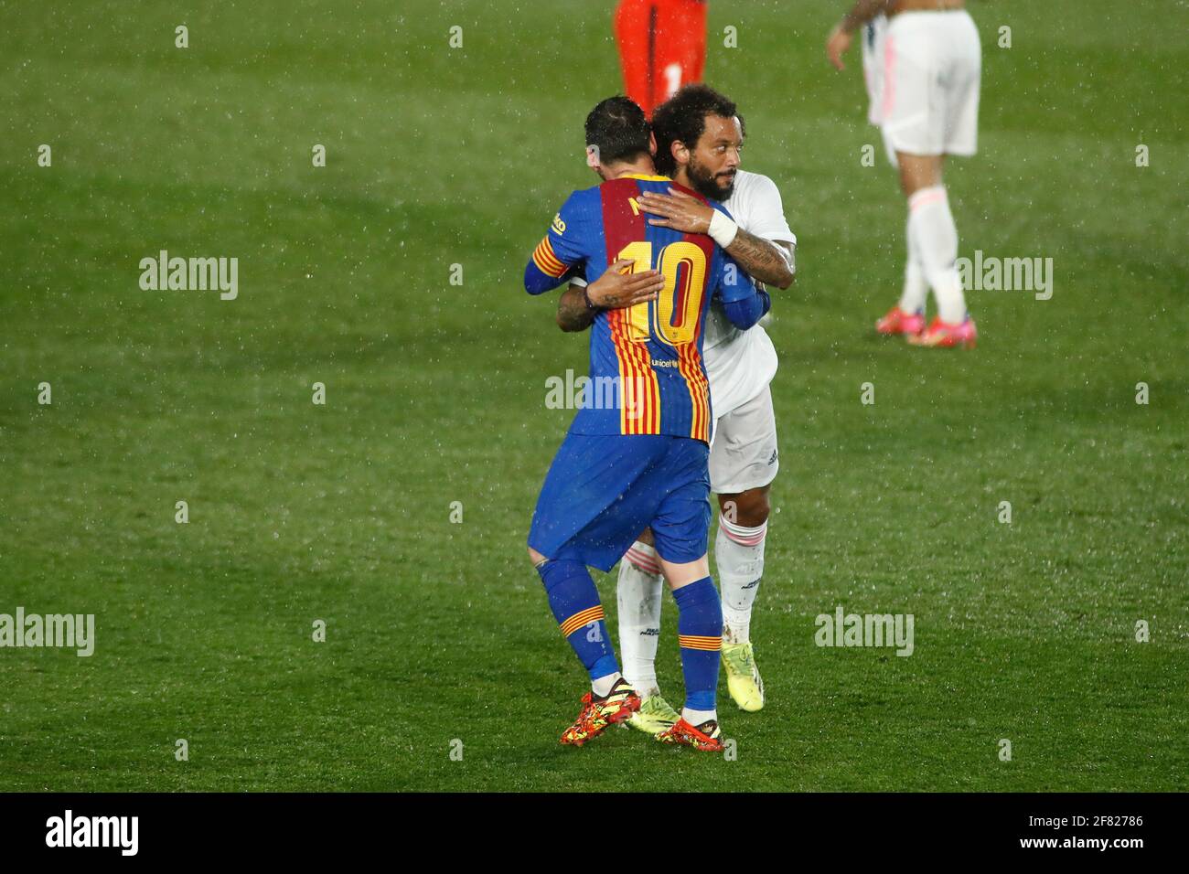 Lionel Messi Of Fc Barcelona And Marcelo Vieira Of Real Madrid After The Spanish Championship La Liga Football Match Between Real Madrid And Fc Barcelona On April 10 21 At Alfredo Di