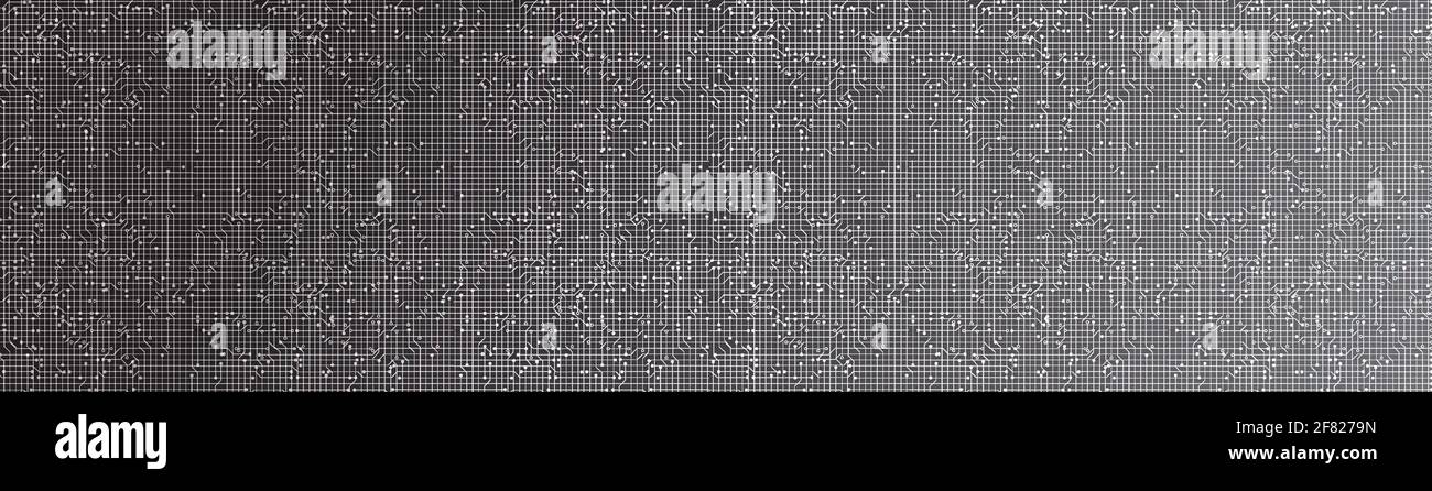 Panorama Gray Circuit Microchip Technology on Future Background,Hi-tech ...