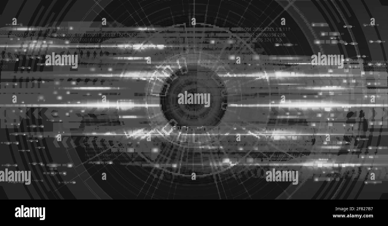Eye Camera Cyber Hi-tech on Future Black Technology Background,Camera Security and Robot Concept design,Vector Illustration. Stock Vector