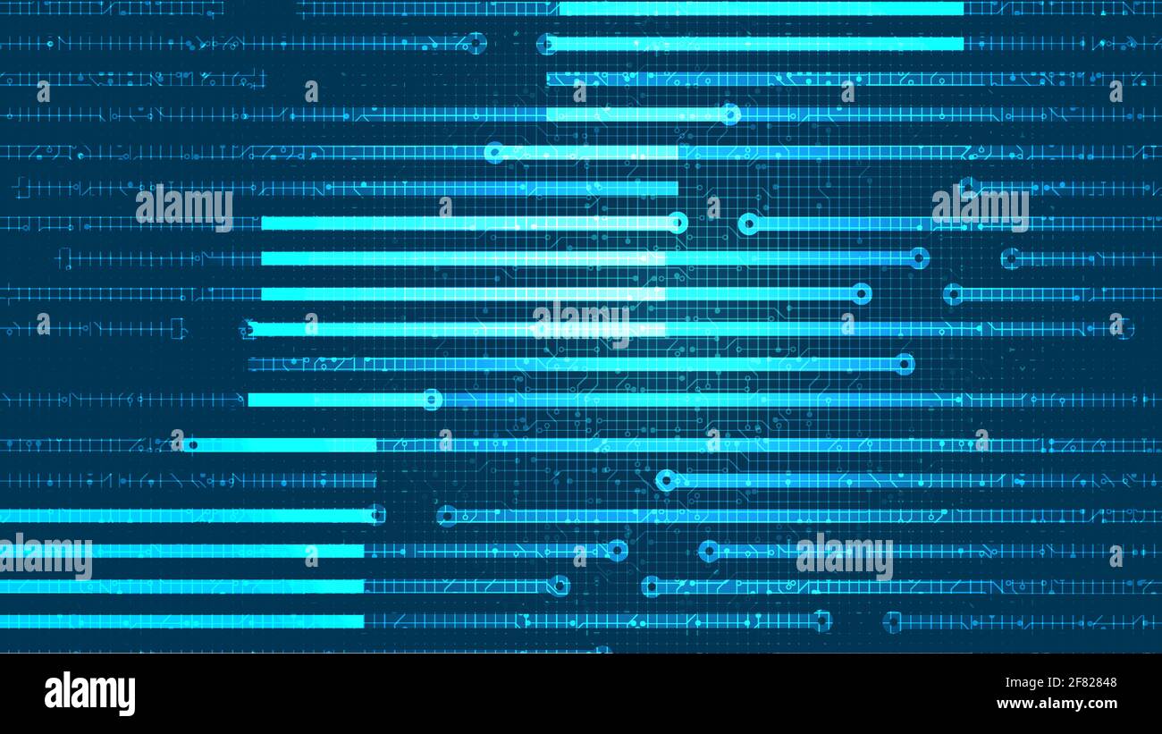 Futuristic Speed Line Circuit Microchip on Soft blue Technology Background,Hi-tech and security Concept design,Vector illustration. Stock Vector