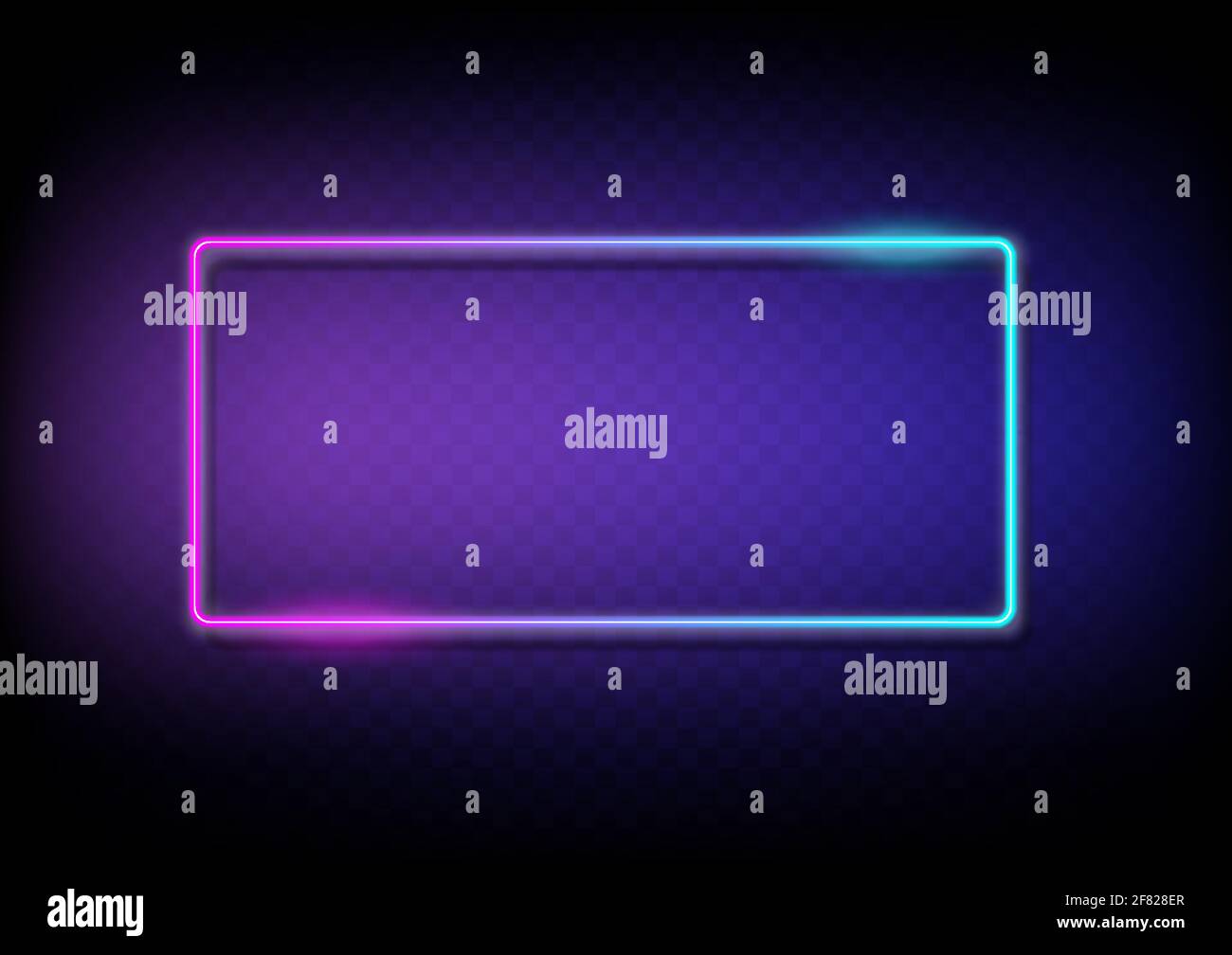 Neon color light frame. Retro rectangle fluorescent for wall frame
