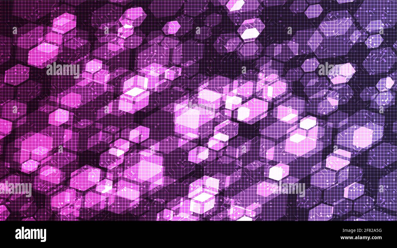 Pink Digital Technology on Circuit Microchip Background,Hi-tech Digital ...