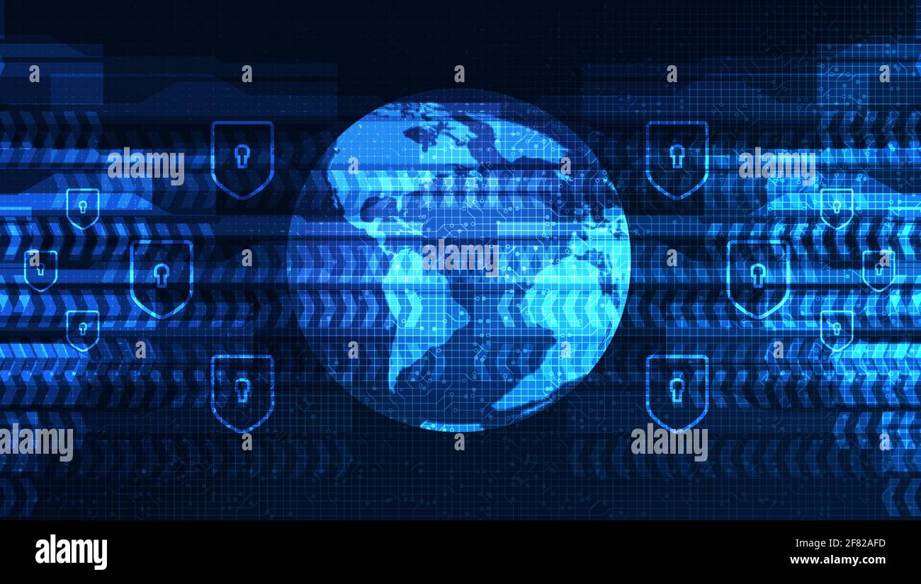 Digital World Electronic Network on Global Technology Background ...