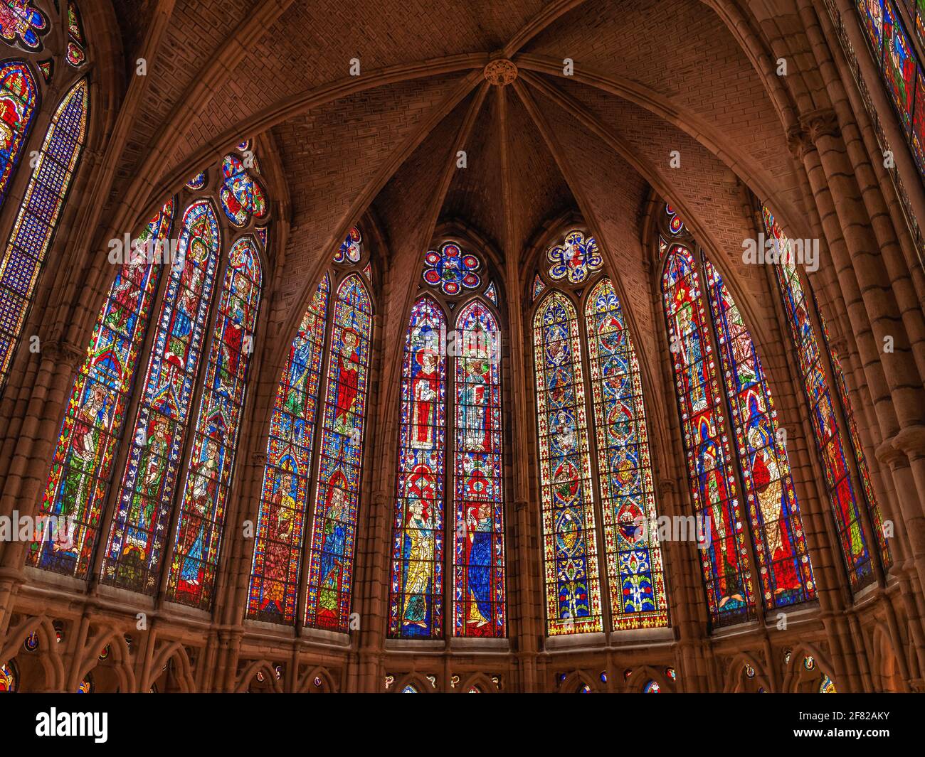 Gothic Glassworks. The Cathedral of Sta. Maria. Leon. Spain Stock Photo