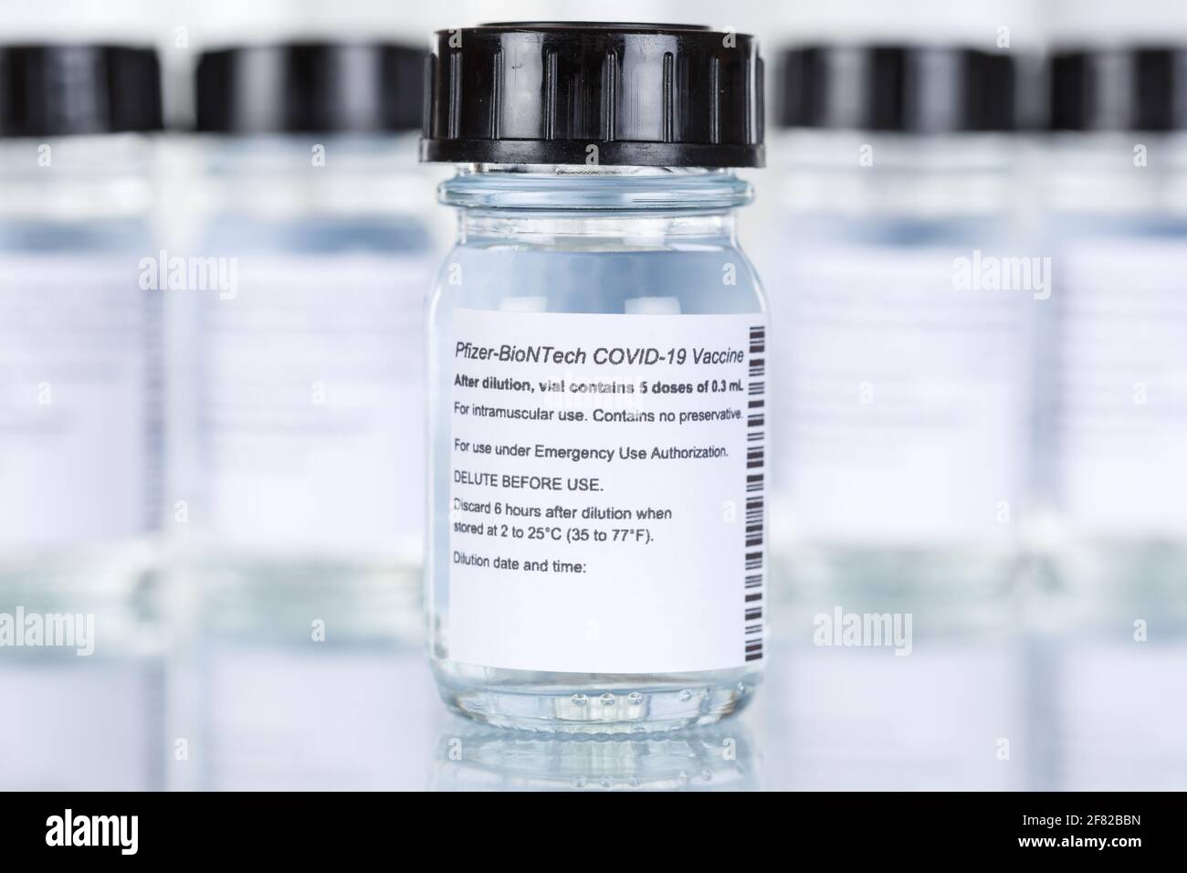 Stuttgart, Germany - March 19, 2021: Biontech Pfizer Coronavirus Vaccine Corona Virus COVID-19 Covid vaccines copyspace copy space in Germany. Stock Photo