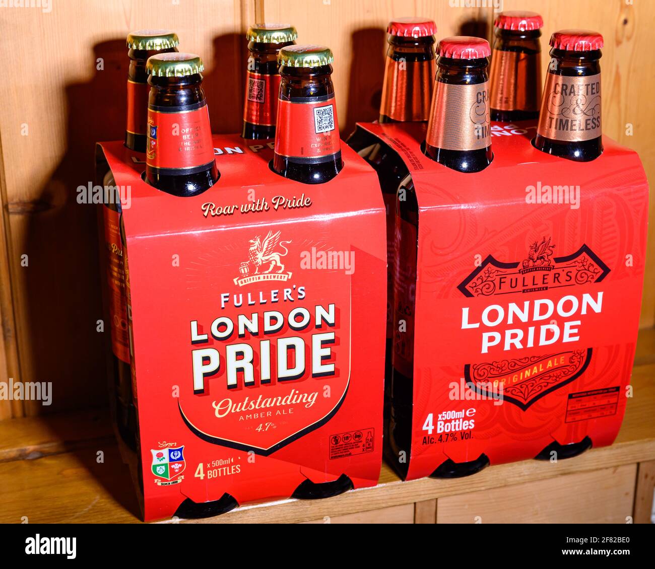Fullers London Pride new branding and previous branding Stock Photo