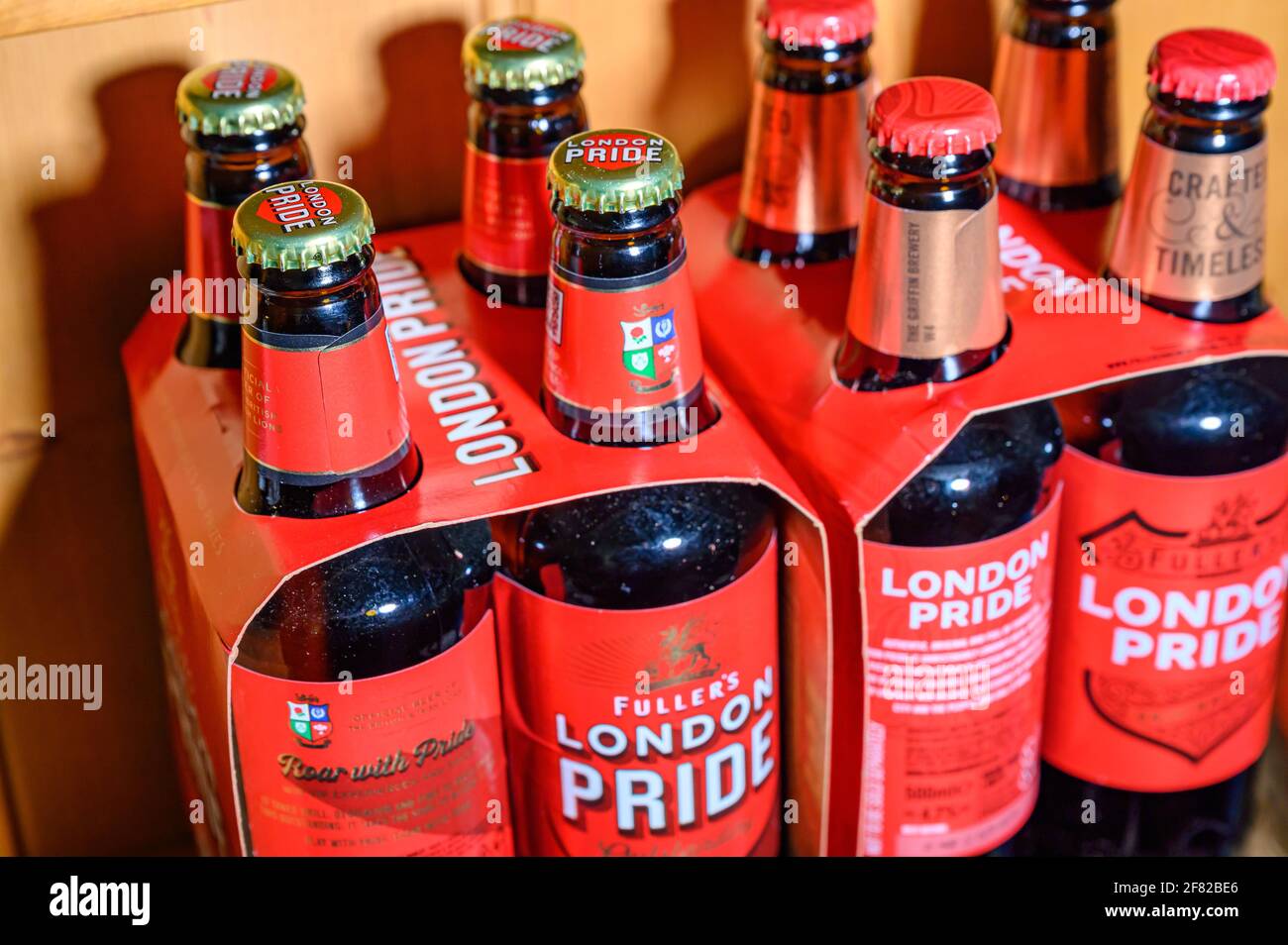 Fullers London Pride new branding and previous branding Stock Photo