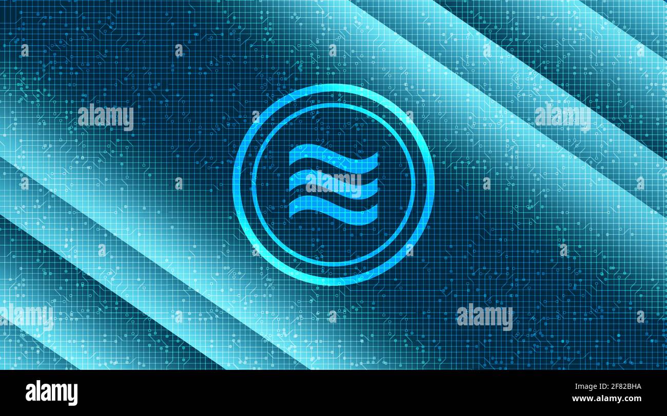 Libra cryptocurrency symbol on network technology background,Blockchain and Wallet concept design,illustration,Vector. Stock Vector