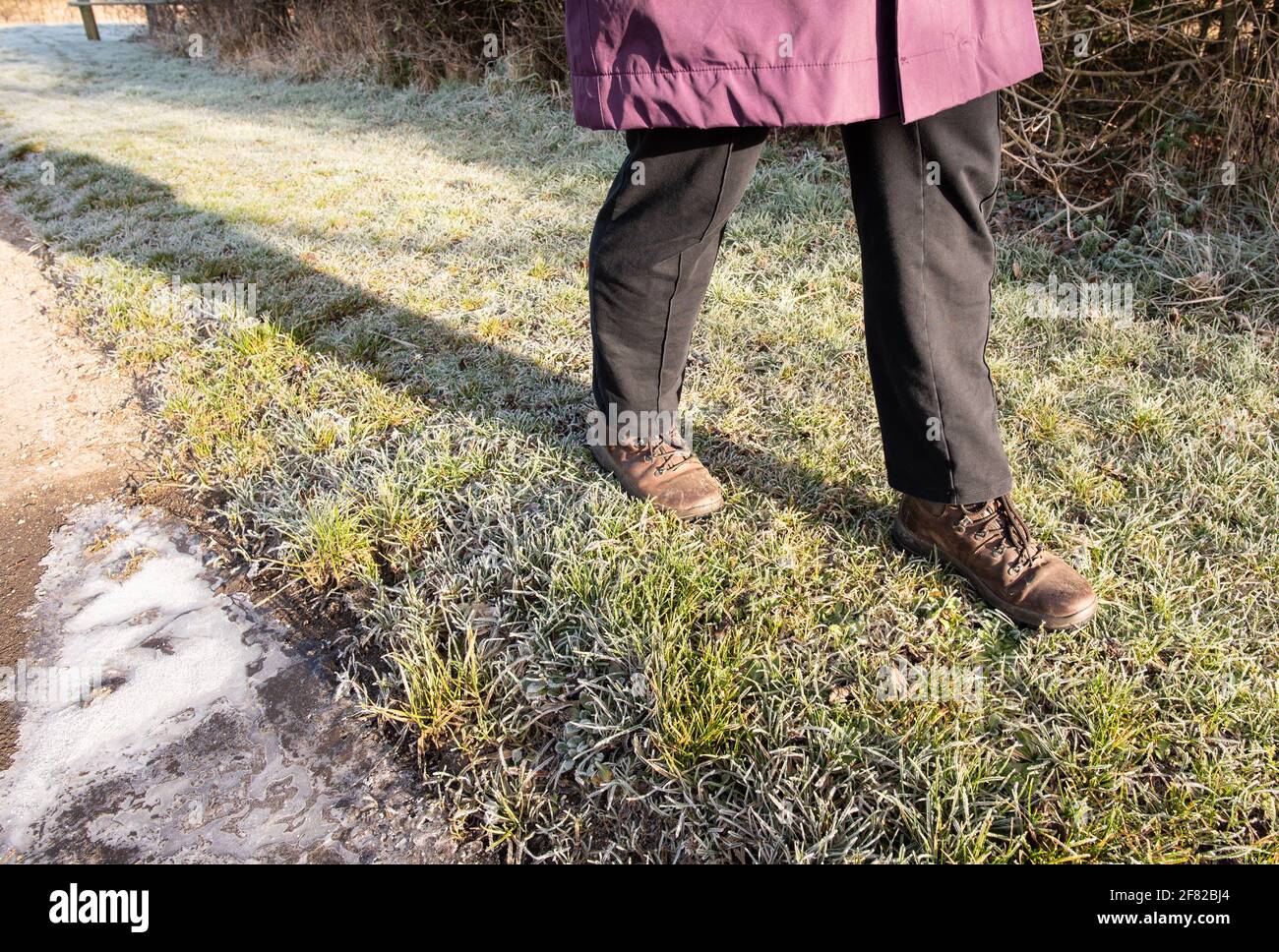 Walking Frosty Morning  Winter UK Stock Photo