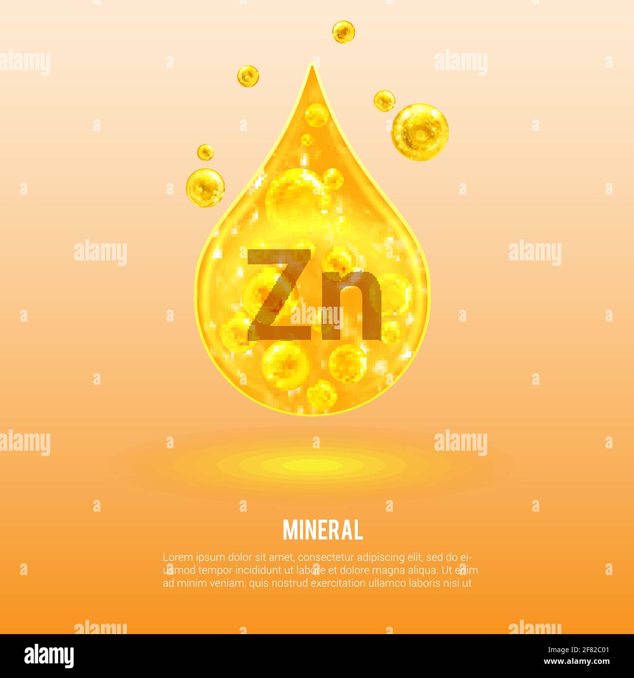 Mineral Zn. Zinc. Mineral Vitamin complex. Golden drop and golden balls