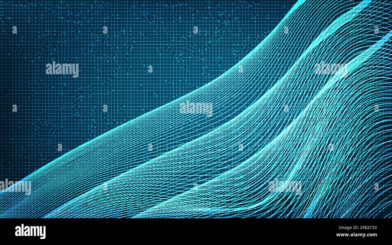 Waving Digital Sound wave on Dynamic Technology Background Stock Vector ...