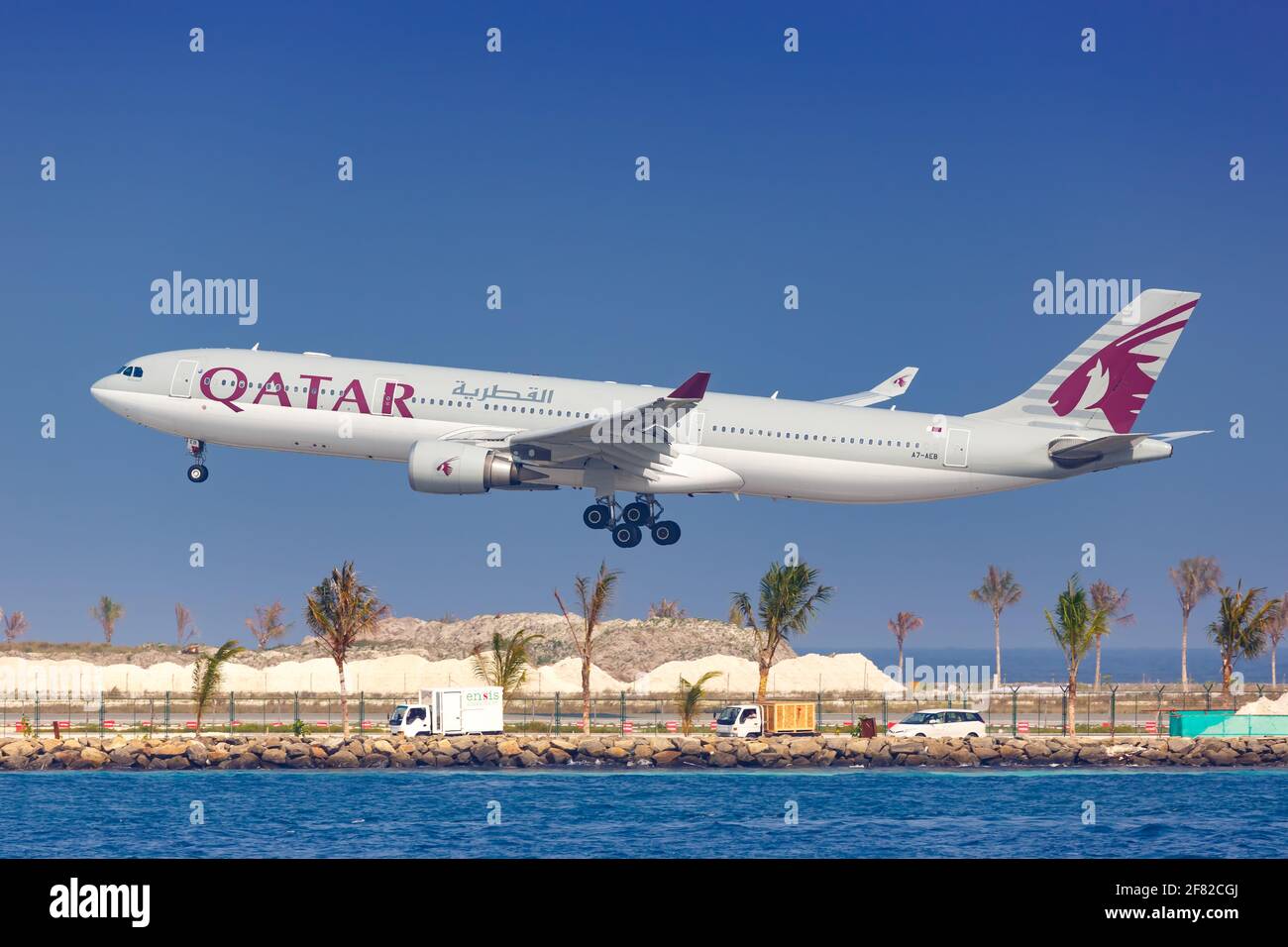 Male, Maldives February 18, 2018 Qatar Airways Airbus A330 airplane