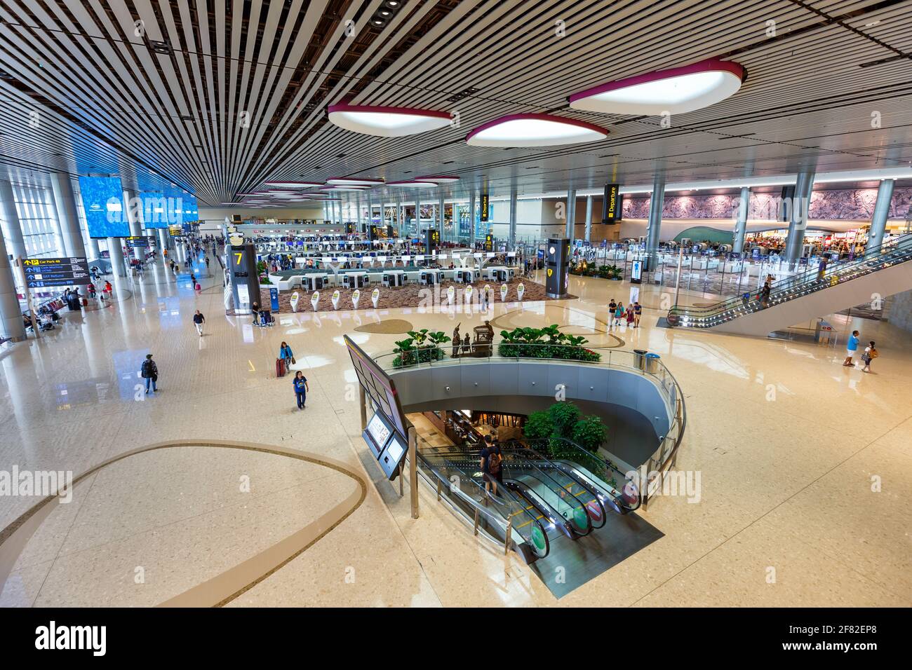 Changi, Singapore – January 20, 2018: Terminal 4 of Changi airport (SIN) in Singapore. Stock Photo