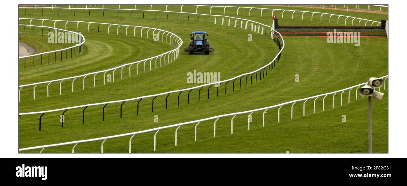 Last minute preparations before the start of the Cheltenham National Hunt Festival starting 16/3/2004.pic David Sandison 15/3/2004 Stock Photo