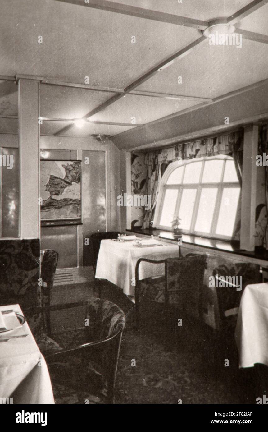 View of inside the passenger cabin of Graf Zeppelin airship Stock Photo ...