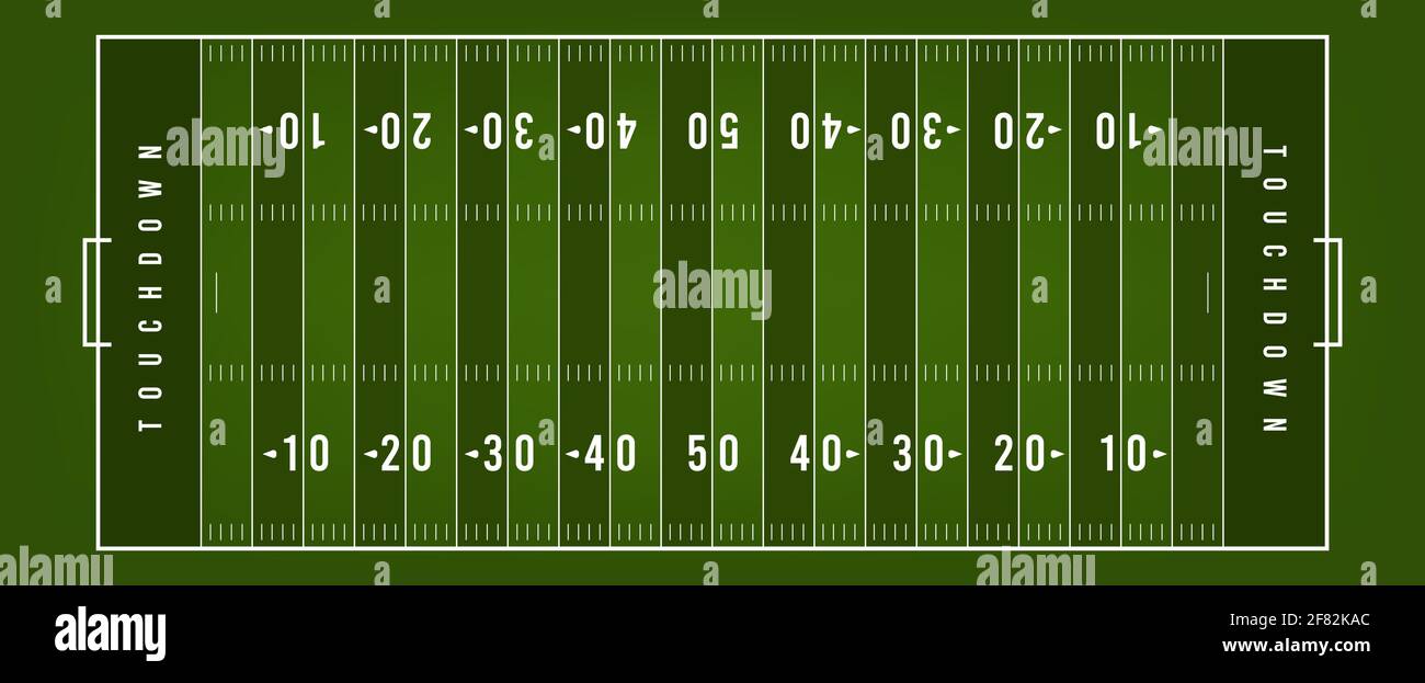 Modern American Football field on Green Grass Background,vector. Stock Vector