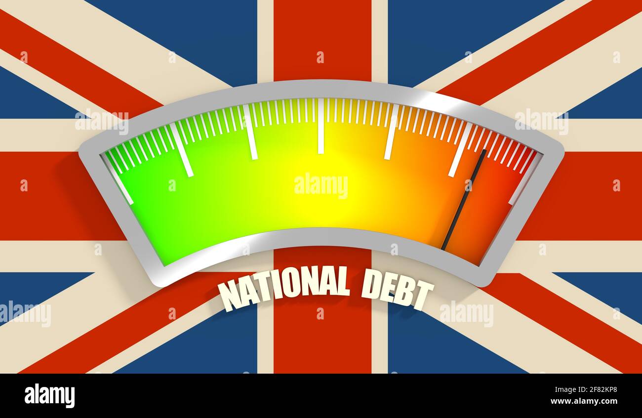 National debt meter read high level of national debt result. Color