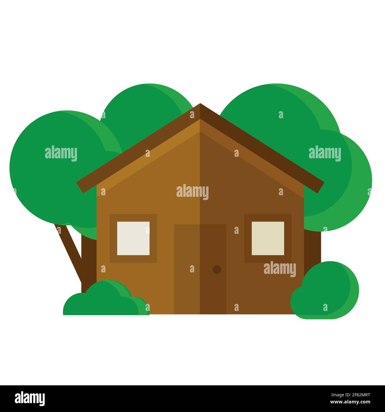 Farmhouse with green trees icon flat design Stock Vector