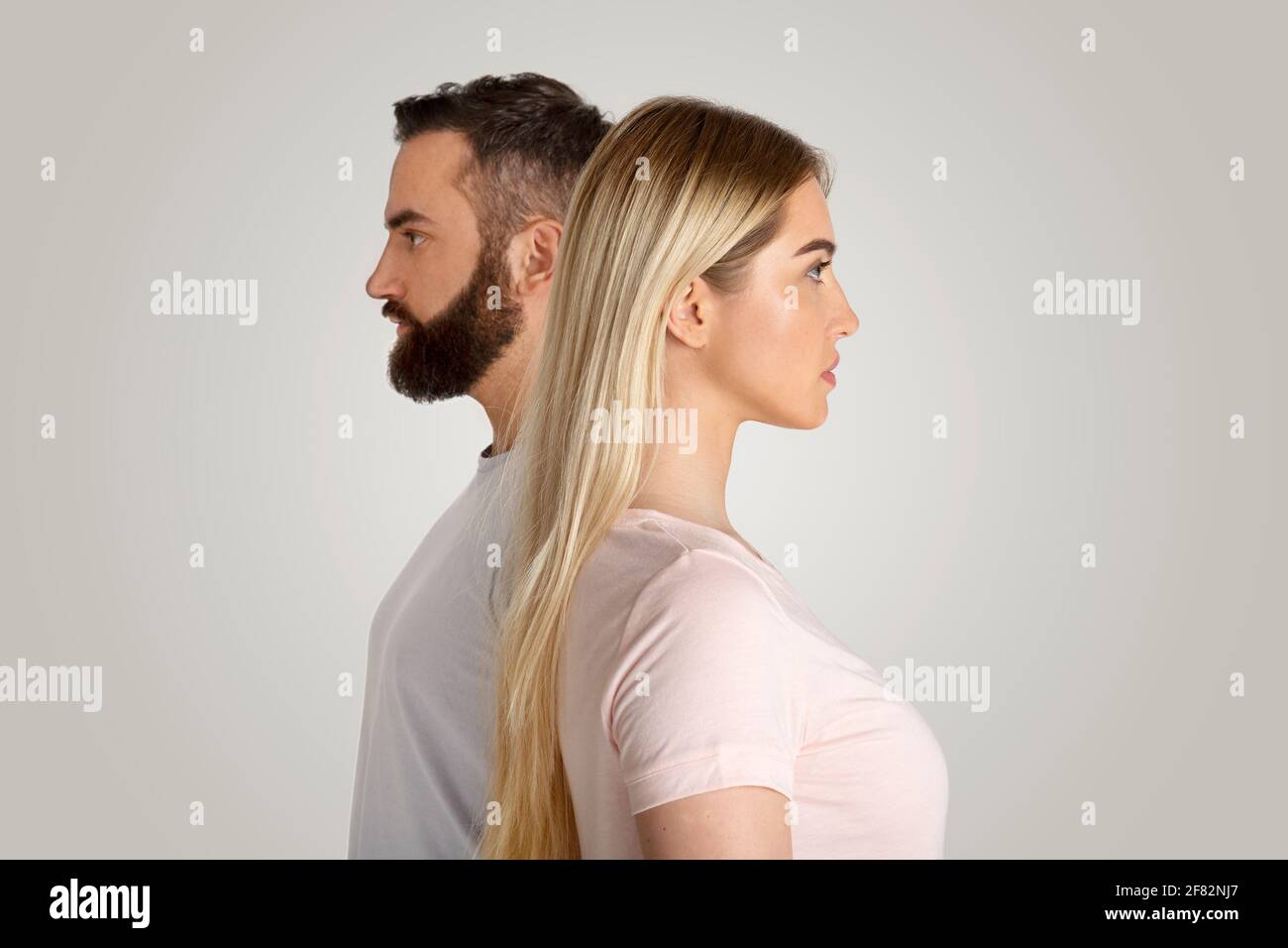 Divergent views, sexism and feminism, inequality, financial, social superiority, gender gap concept Stock Photo