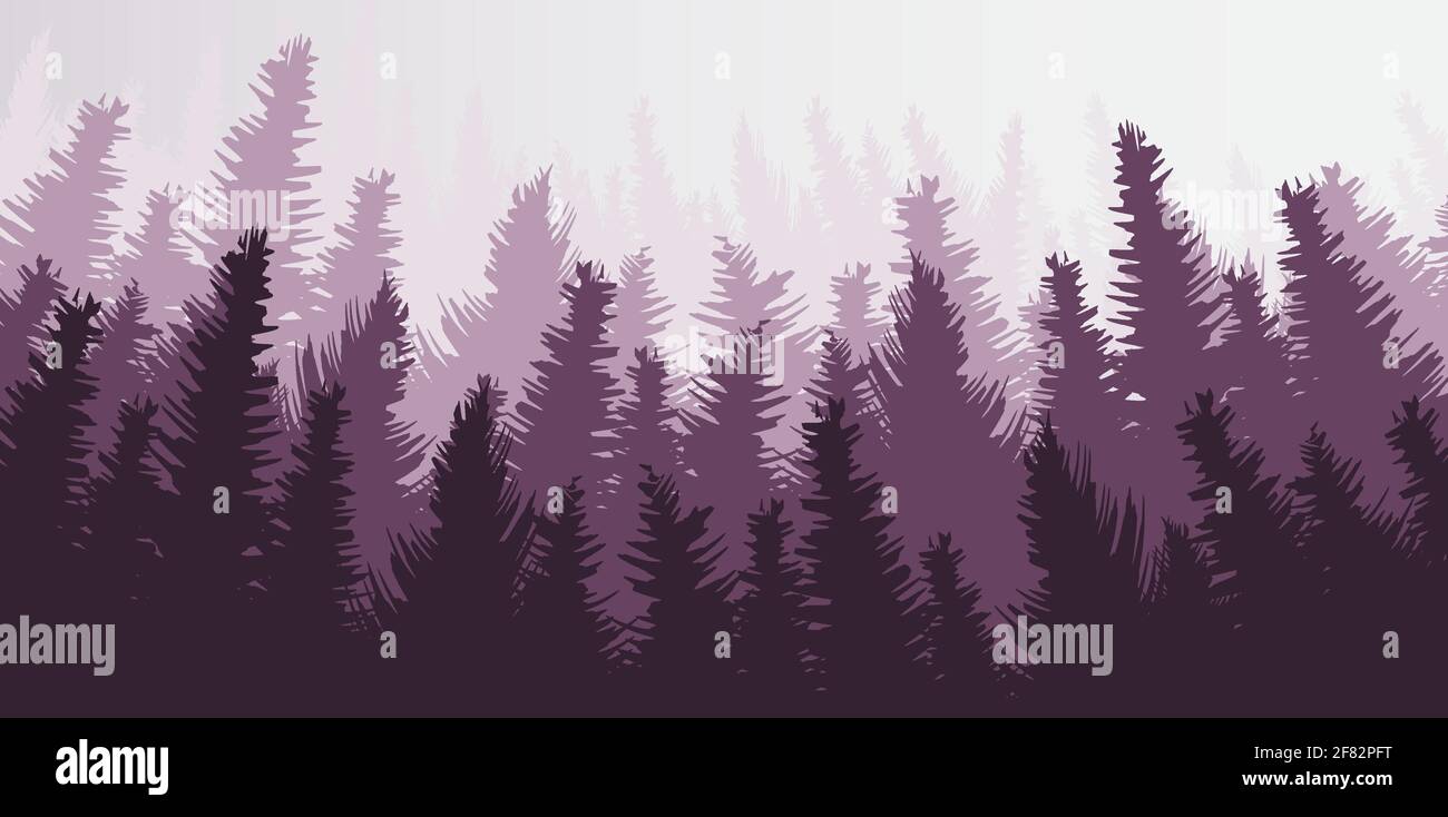 Vector Pine Forest,landscape background,foggy and mist concept design. Stock Vector