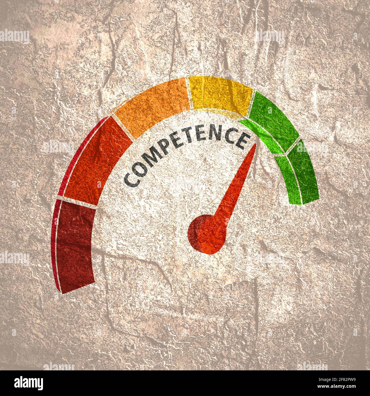 Competence level scale with arrow. The measuring device icon. Sign ...