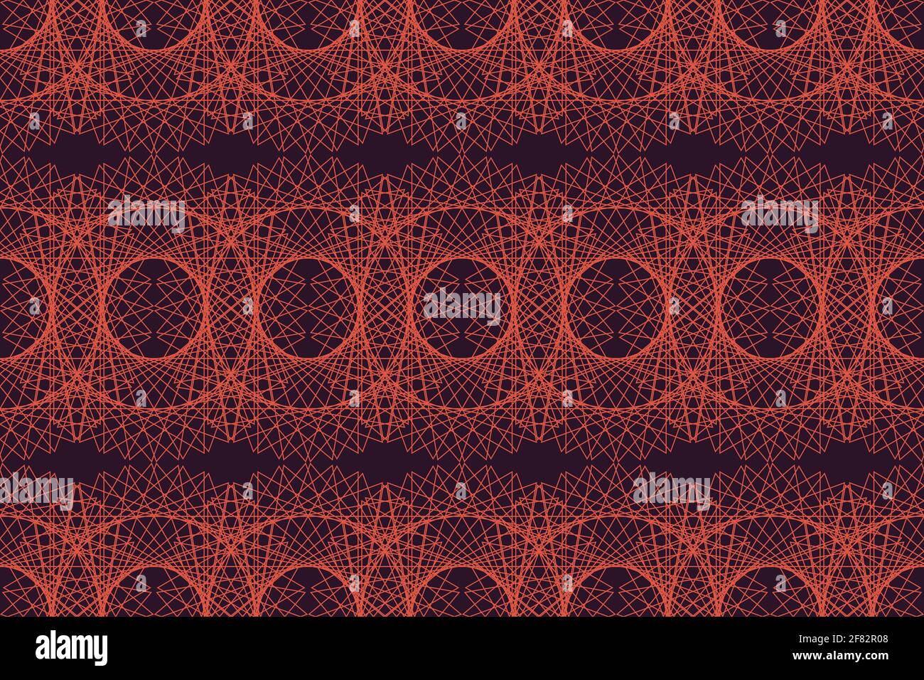 Seamless, abstract background pattern made with repetitive lines forming messy, chaotic geometric shapes. Mandala concept vector art in orange and pur Stock Photo