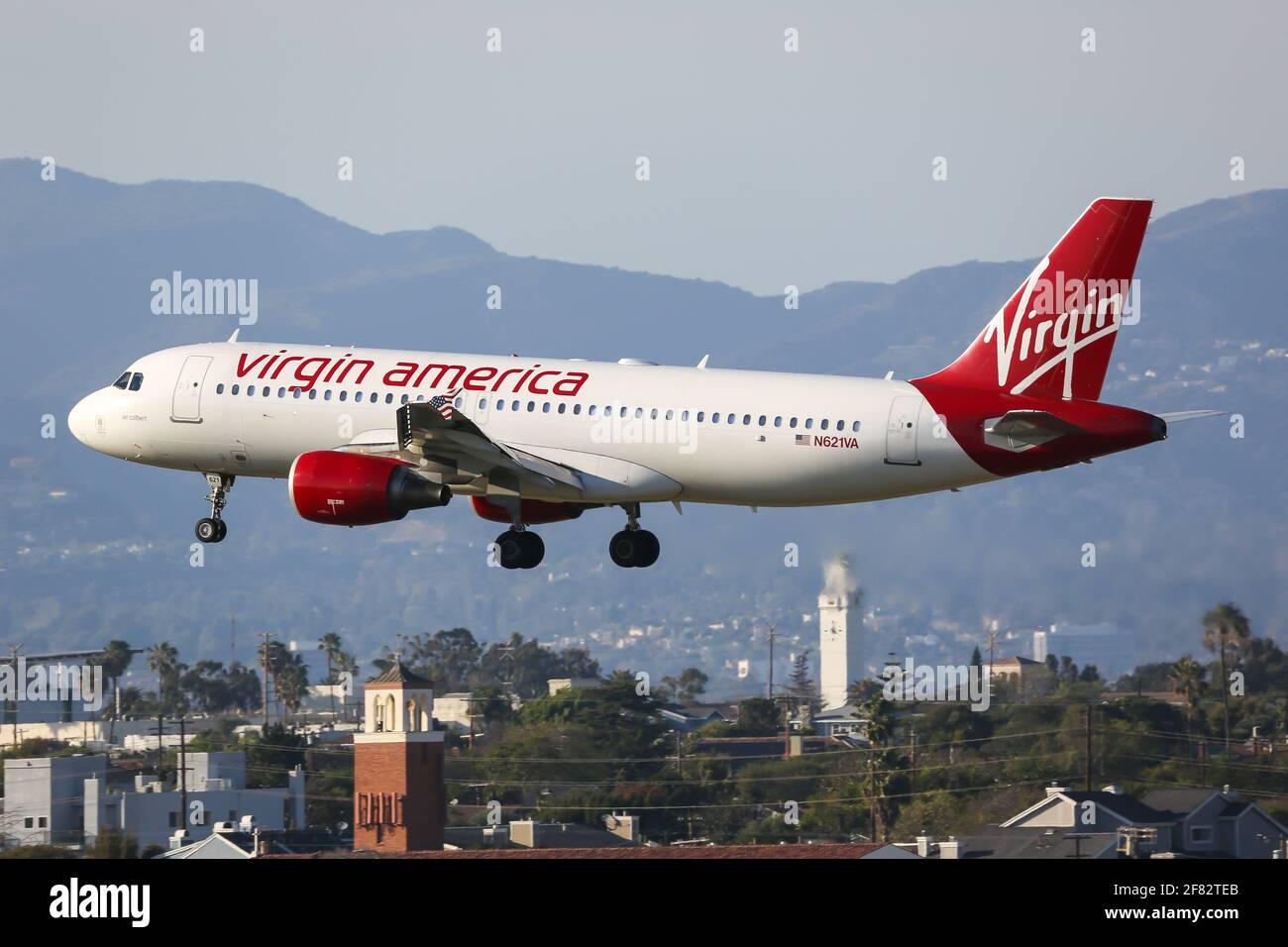 Los Angeles, USA – 20. February 2016: Virgin America Airbus A320 at Los Angeles airport (LAX) in the United States. Stock Photo