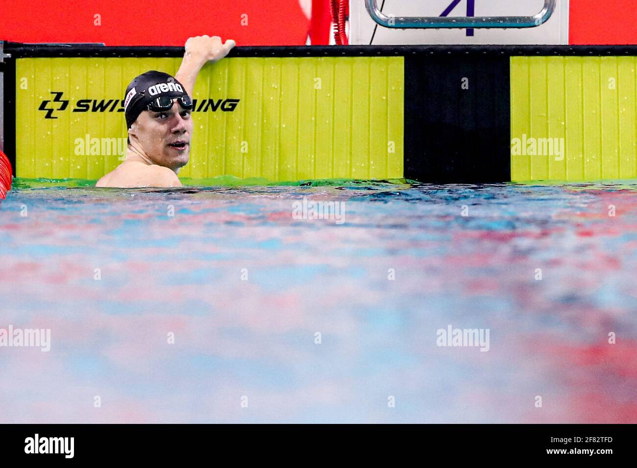 EINDHOVEN, NETHERLANDS - APRIL 11: Maximilian Pilger competing in the Men 200m Breaststroke during the Eindhoven Qualification Meet at Pieter van den Stock Photo