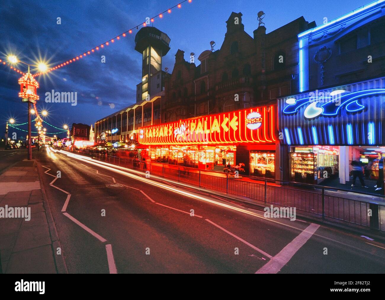 Great Yarmouth promenade seafront illuminations and amusement arcades. Norfolk. England. UK Stock Photo
