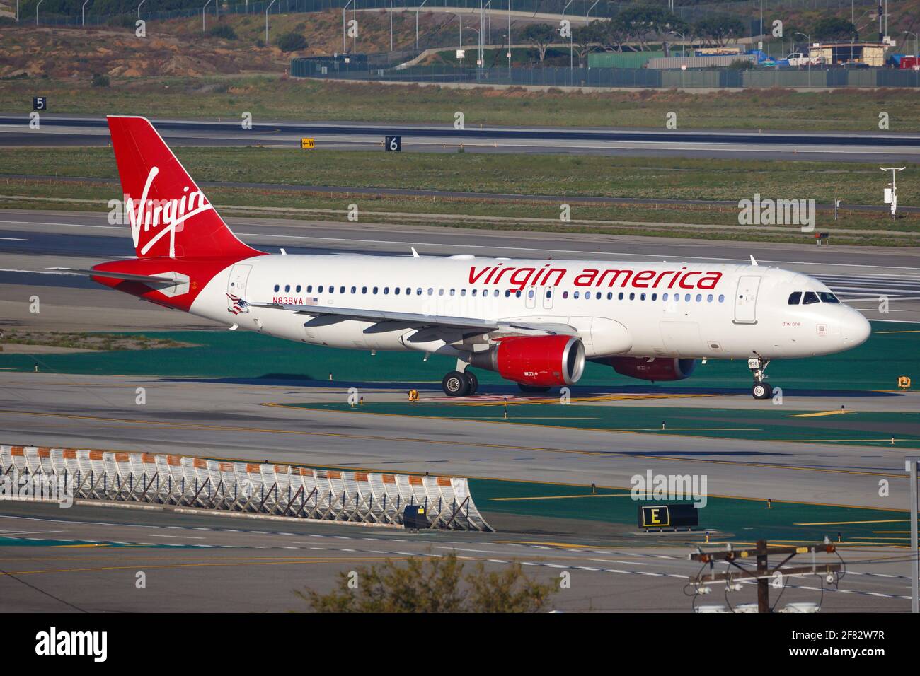 Los Angeles, USA – 21. February 2016: Virgin America Airbus A320 at Los Angeles airport (LAX) in the United States. Airbus is an aircraft manufacturer Stock Photo