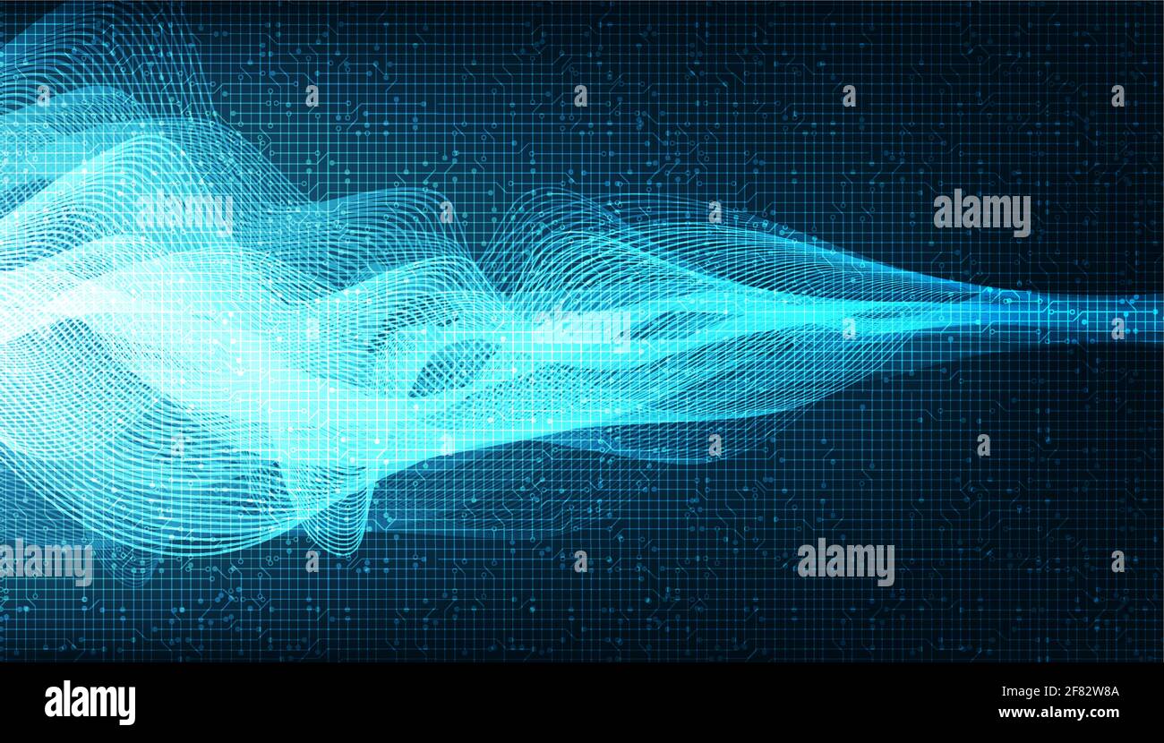 Blue Digital Sound Wave and earthquake wave concept,design for music