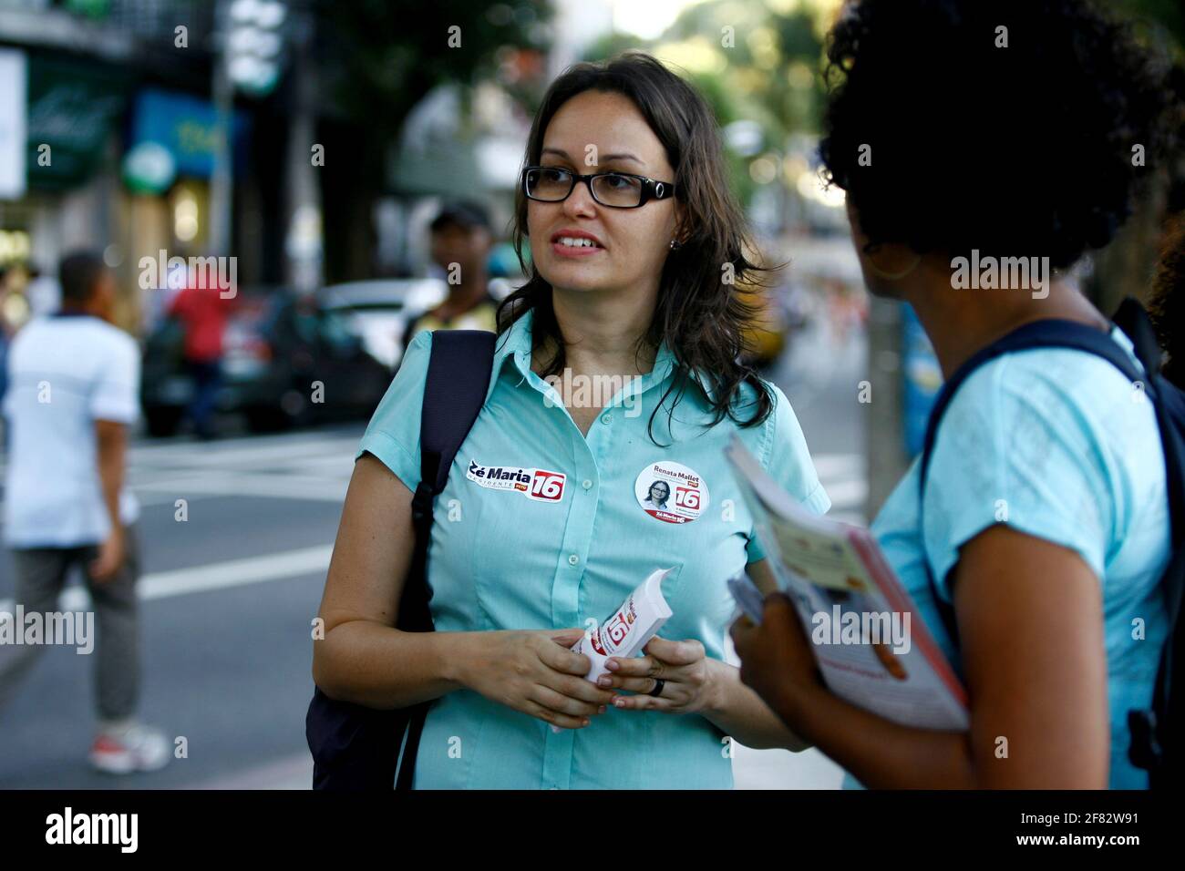 salvador, bahia / brazil - august 6, 2014: Renata Mallet, member of the political party PSTU is seen during an event in the city of Salvador. Stock Photo