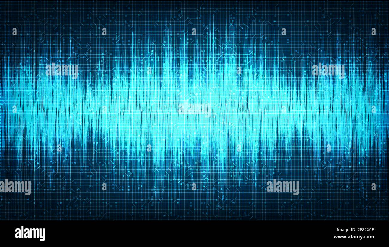 Digital Sound Wave Low and Hight richter scale on Light Blue Background