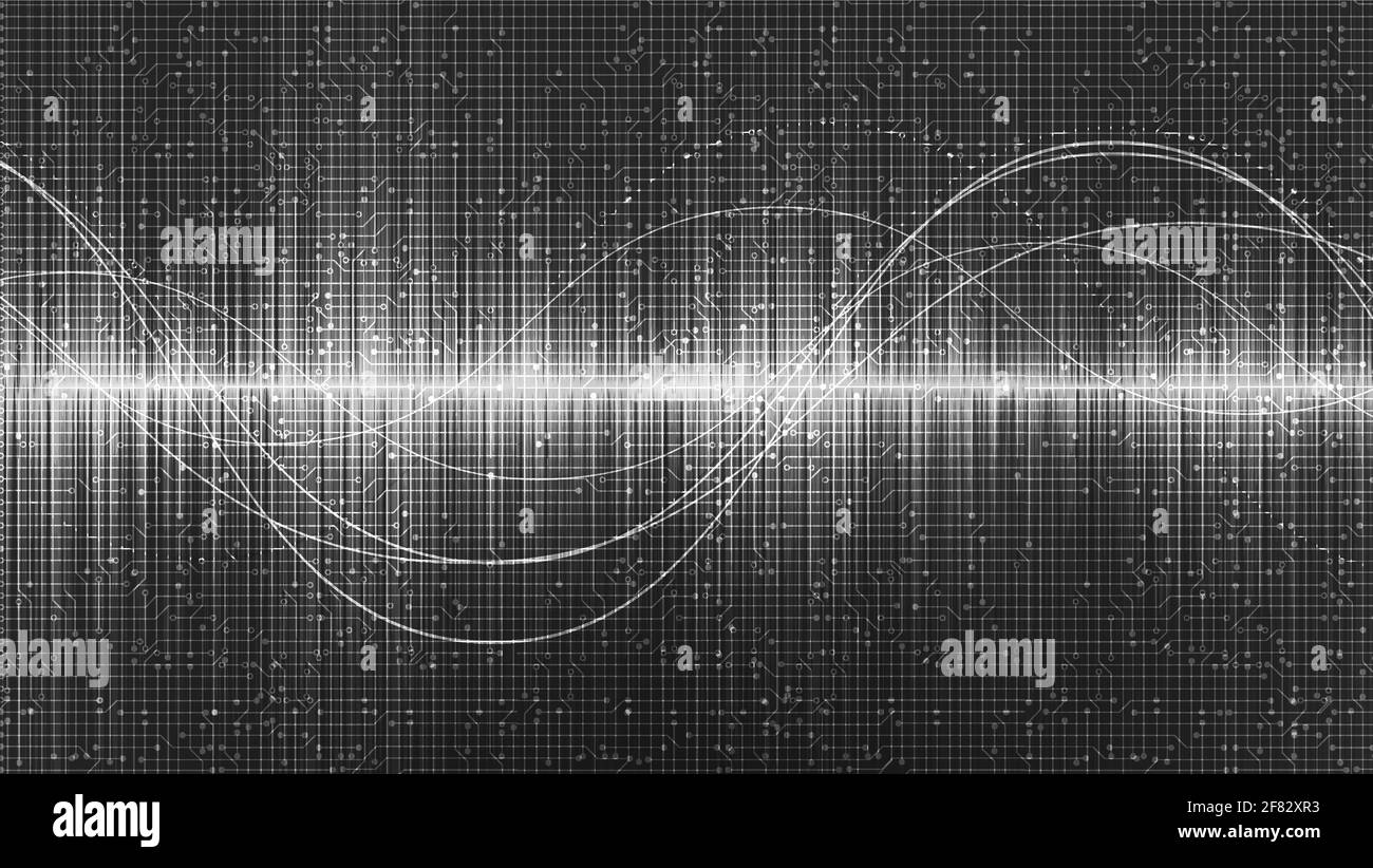Digital Sound waves on gray background,technology and earthquake wave
